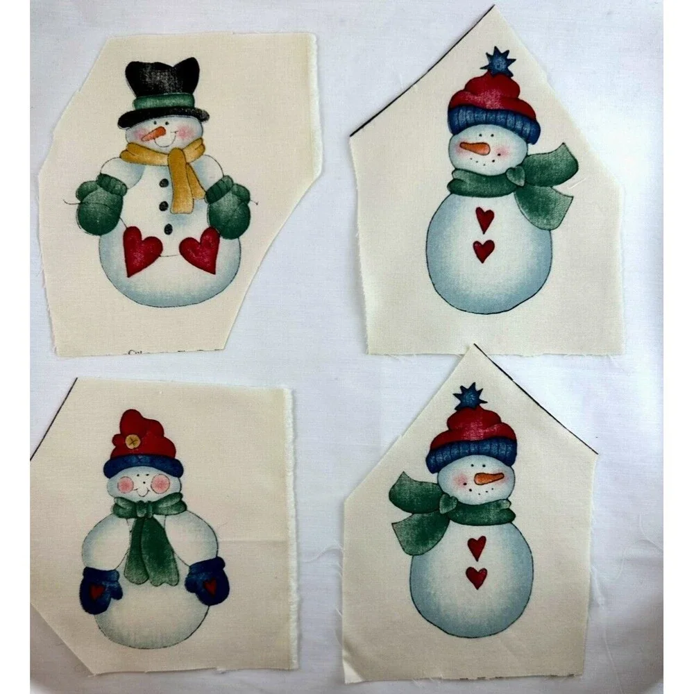 Lot of 8 Dianna Marcum Snowman Appliques Hearts Cotton